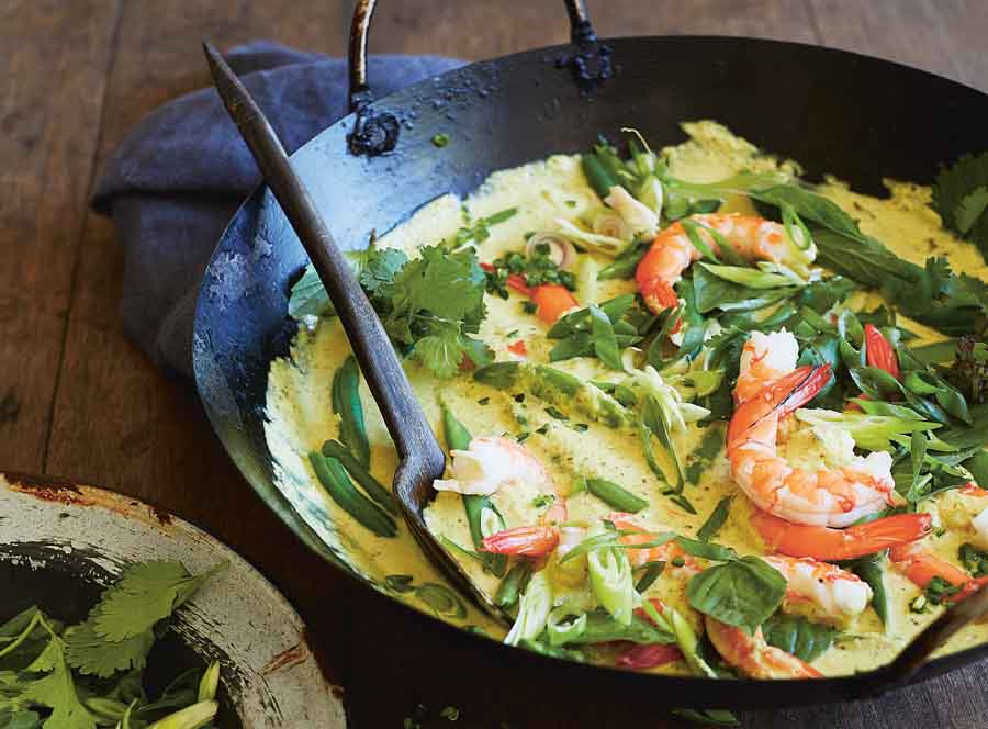 hoofd menu rol Thaise groene curry met garnalen - I Love Food & Wine