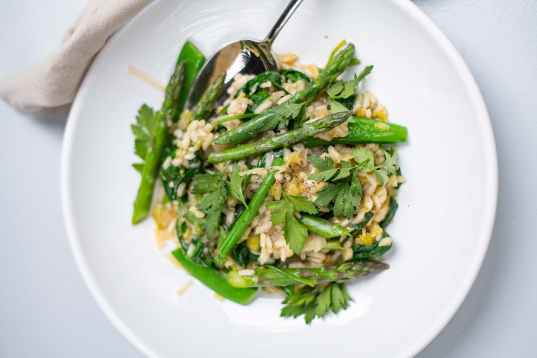 Slanke risotto met groene groenten uit het kookboek NewFysic