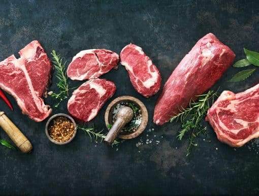 Overzicht van de verschillende stukken rauwe biefstuk